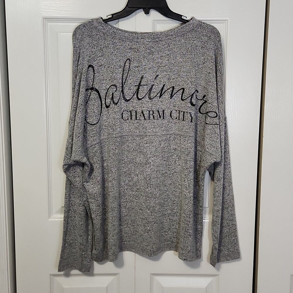 Spirit Jersey Women's Gray Heathered Long Sleeve Sweater‎ Size XL Baltimore